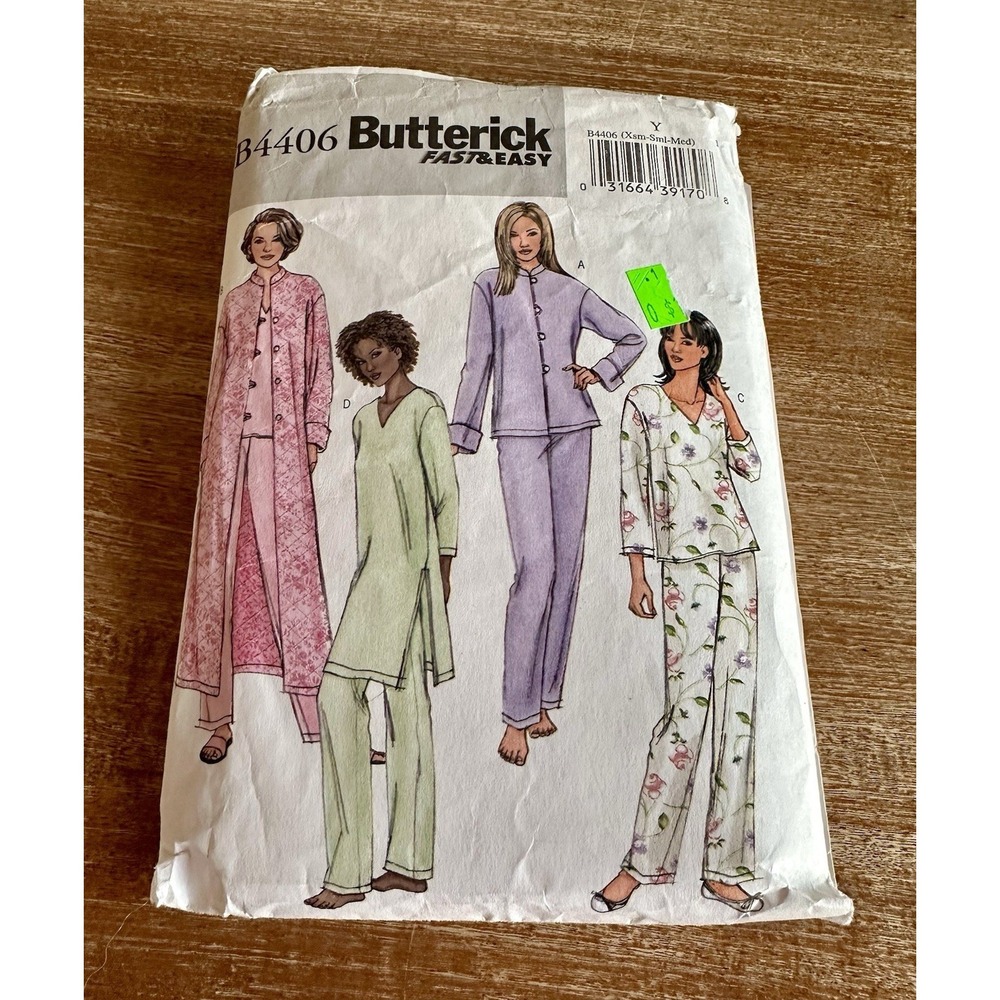 Butterick B4406 Sewing Pattern Lounge Wear PJs Size Extra Small Small Medium New